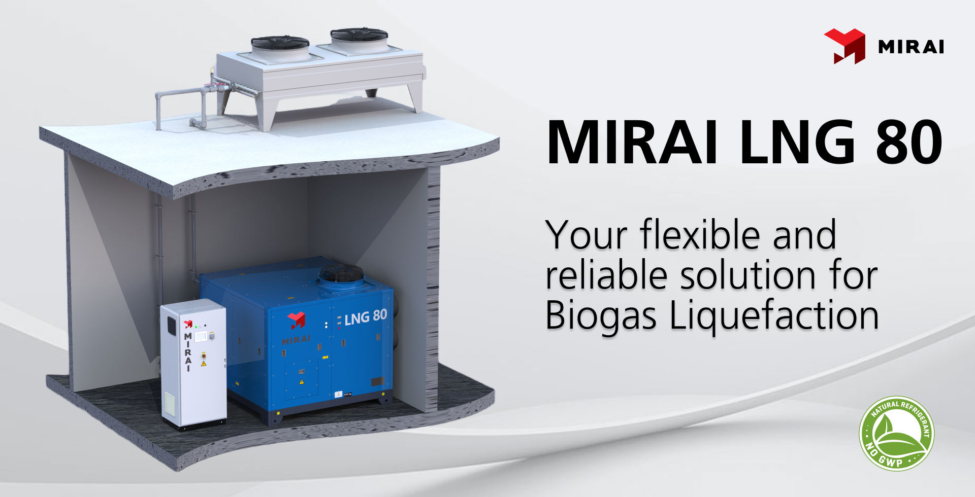 MIRAI LNG 80. New machine for Biogas liquefaction. MIRAI LNG 80. New machine for Biogas liquefaction.